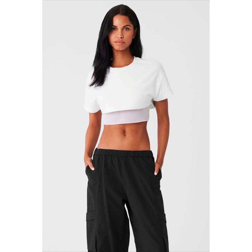Alo Yoga MADE YOU LOOK Layered Crop Top STREETWEAR Y2K PREMIUM FESTIVAL GYM
